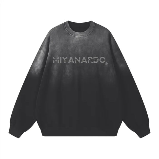 Miyanardo® (FW2425 Original Release) “Ripped” (Black) Wash Drop-Shoulder Sweatshirt
