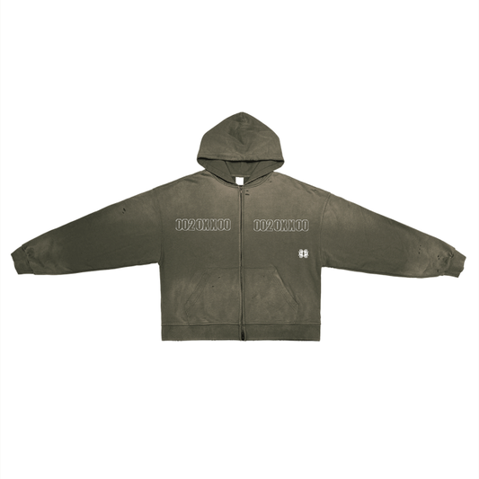 Miyanardo® "20XX" (FW2425 Original Release) Pure Cotton Hand-Frayed  Washed Zip Hoodie (D Grey)