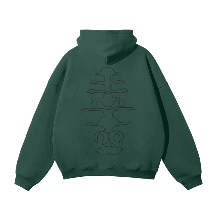 WRLDCO® (FW2425 Never Forgot Release) “Spine” Unisex Oversized Solid Color Fleece Hoodie (Black print)