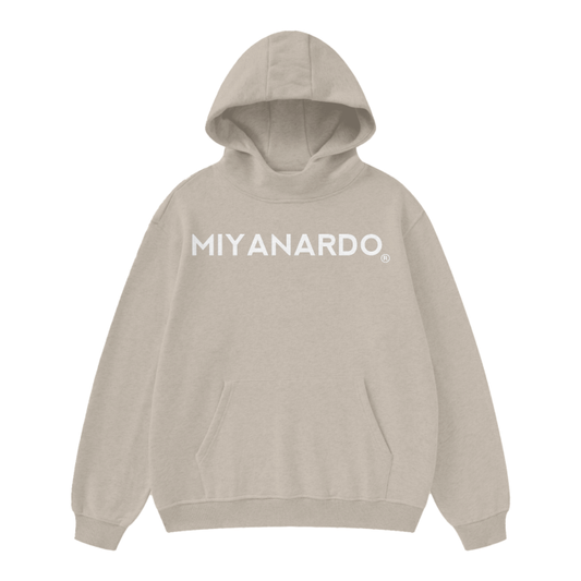 Miyanardo® "Basics 2425" (FW2425 Original Release) High Neck Insulated Fleece Hoodie White print