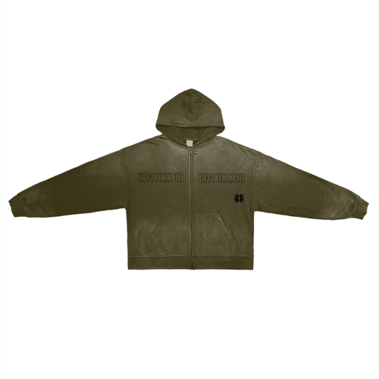 Miyanardo® "20XX" (FW2425 Original Release) Pure Cotton Hand-Frayed Washed Zip Hoodie (R3)