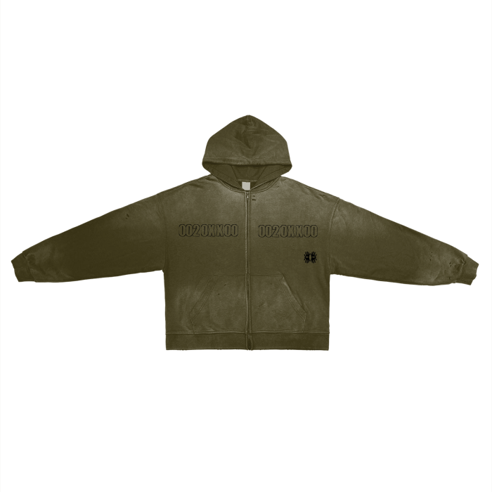 Miyanardo® "20XX" (FW2425 Original Release) Pure Cotton Hand-Frayed Washed Zip Hoodie (R3)
