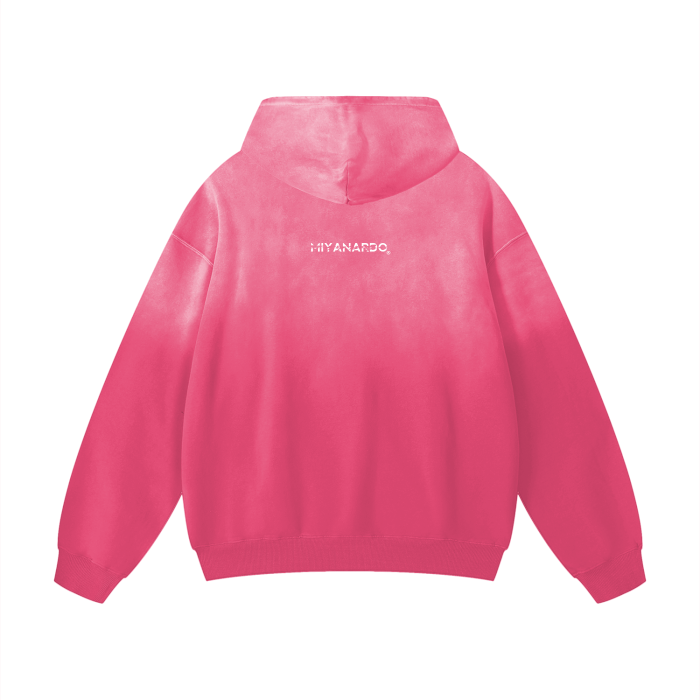 Miyanardo® (FW2425 Original Release) “Ripped” Heavyweight Handcrafted Drop Shoulder Oversized Hoodie Pink