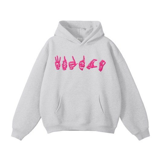 WRLDCO® (FW2425 Never Forgot Release) “Hand Signs” (GP) Unisex Oversized Solid Color Fleece Hoodie