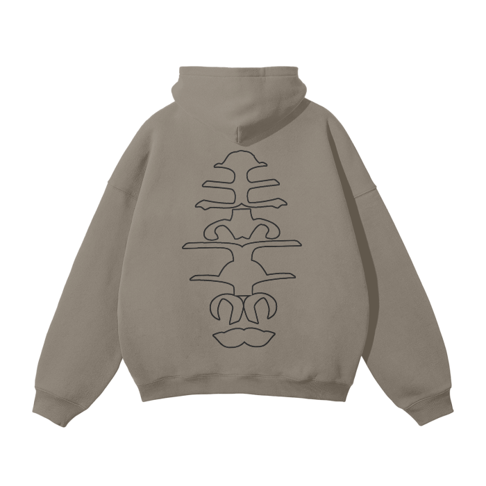 WRLDCO® (FW2425 Never Forgot Release) “Spine” Unisex Oversized Solid Color Fleece Hoodie (Black print)