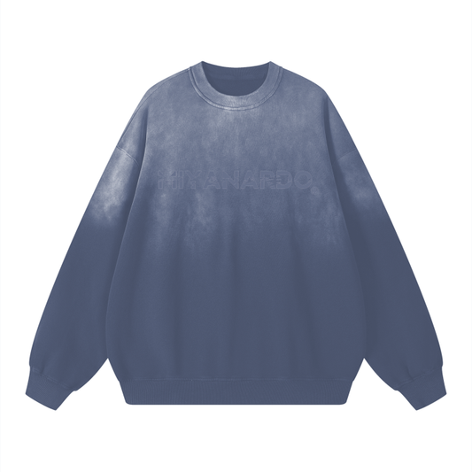 Miyanardo® (FW2425 Original Release) “Ripped” (Blue) Wash Drop-Shoulder Sweatshirt