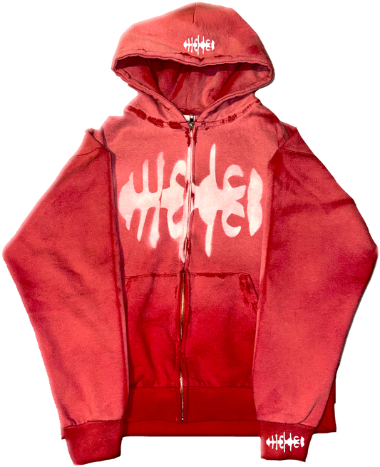 WRLDCO® (FW2425 Never Forgot Release) “WRLD MARKET” Weathered Zip Up Faded Red