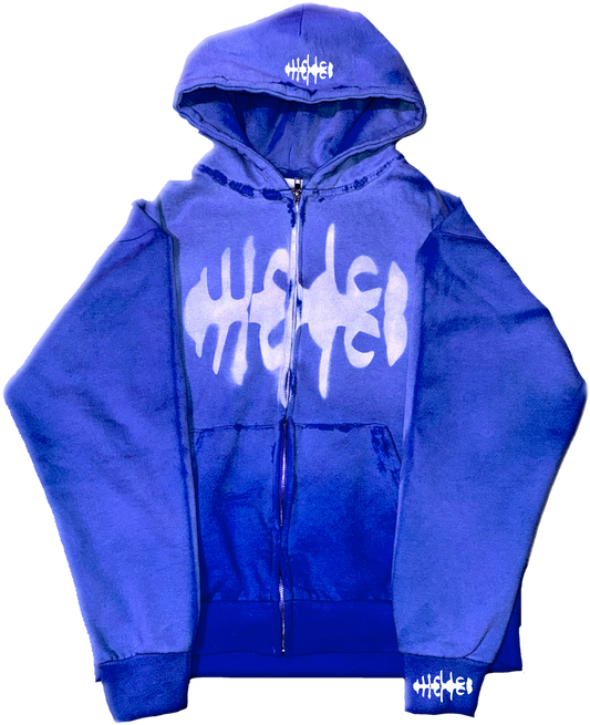WRLDCO® (FW2425 Never Forgot Release) “WRLD MARKET” Weathered Zip Up Faded Blue