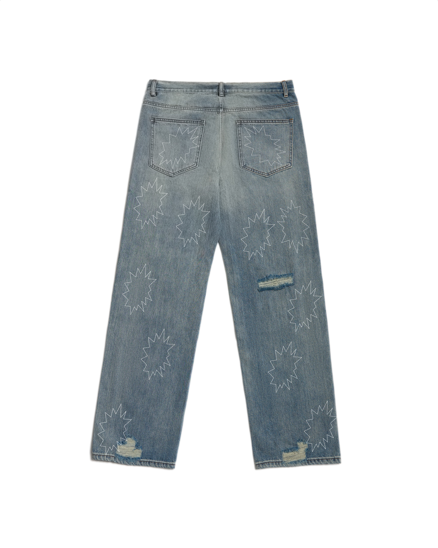 Miyanardo® (SS24) Miyanardo® "Art Project 3.0" Baggy ripped jeans White pattern