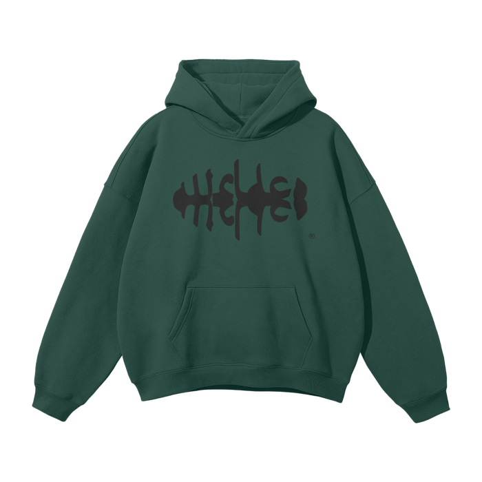 WRLDCO® (FW2425 Never Forgot Release) “Spine” Unisex Oversized Solid Color Fleece Hoodie (Black print)