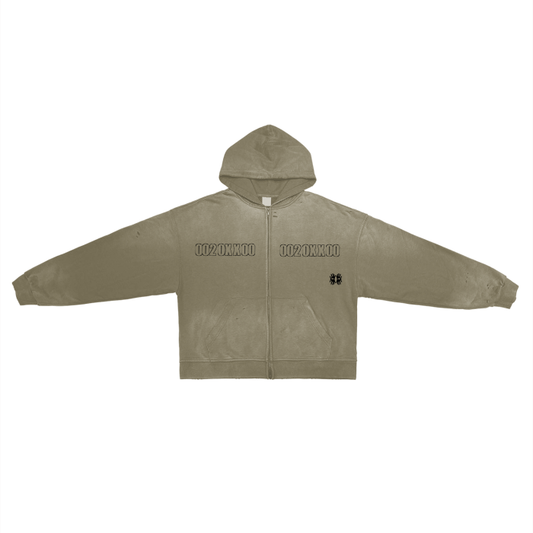 Miyanardo® "20XX" (FW2425 Original Release) Pure Cotton Hand-Frayed Washed Zip Hoodie (RG)