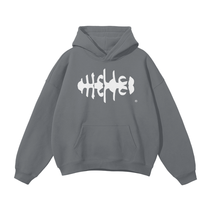 WRLDCO® (FW2425 Never Forgot Release) “Spine” Unisex Oversized Solid Color Fleece Hoodie (white print)