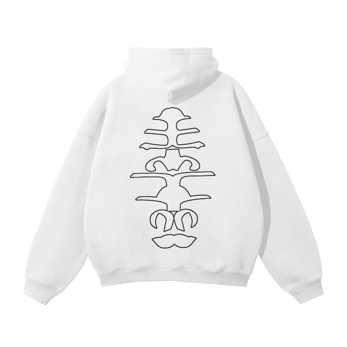 WRLDCO® (FW2425 Never Forgot Release) “Spine” Unisex Oversized Solid Color Fleece Hoodie (Black print)