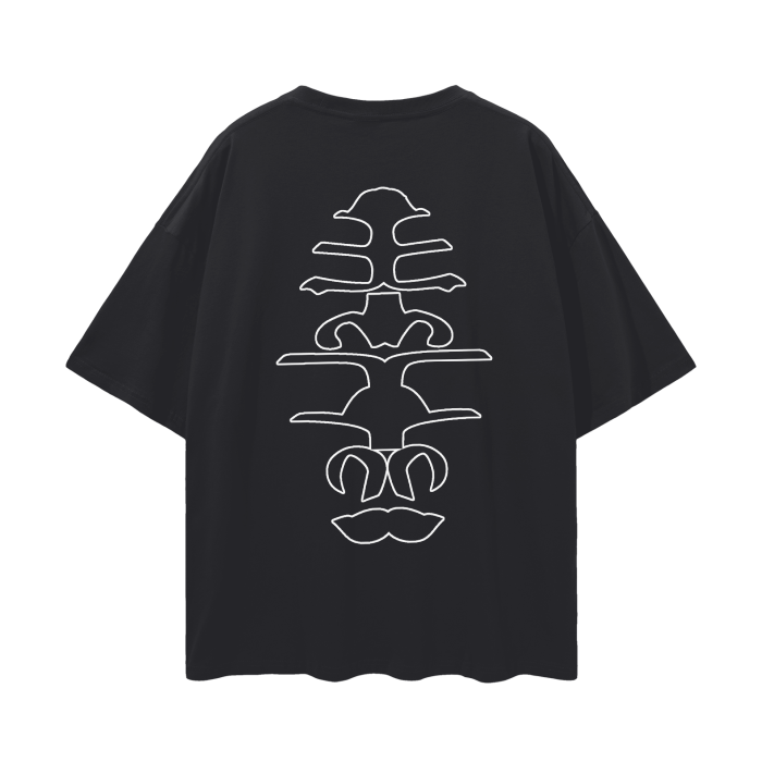 WRLDCO® (FW2425 Never Forgot Release) “Spine” Oversize Deep Drop Shoulder Tee - (White Print)