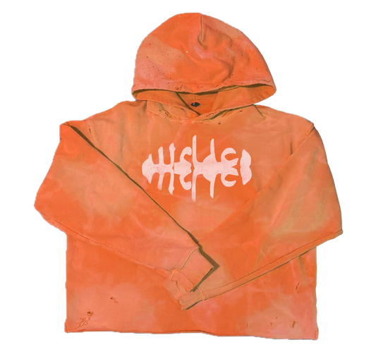 WRLDCO® (FW2425 Never Forgot Release) “WRLD MARKET”  "1OAK" Sun-Dried Distressed Crop Hoodie Red