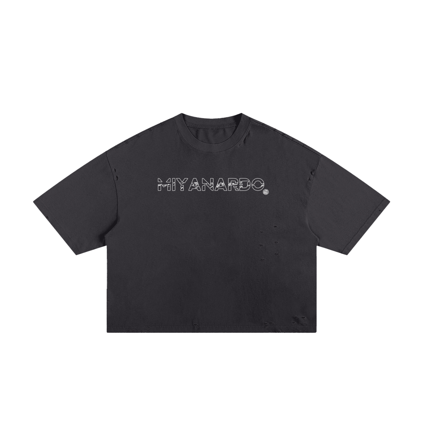 Miyanardo® (SS25 Original Release) “Ripped” Black Frayed Boxy Tee