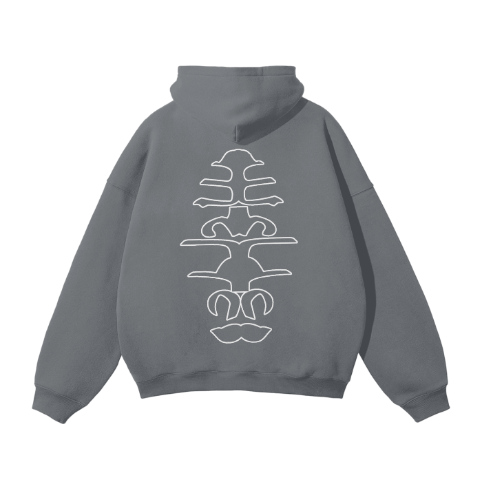 WRLDCO® (FW2425 Never Forgot Release) “Spine” Unisex Oversized Solid Color Fleece Hoodie (white print)