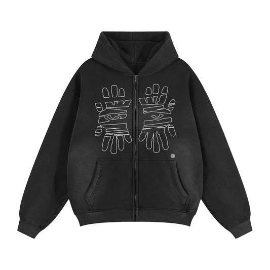 Miyanardo® (SS25 Original Release) “Ripped” Black Sunfade Boxy Hoodie