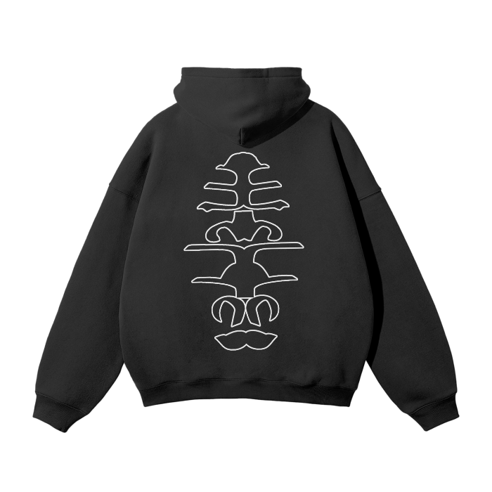 WRLDCO® (FW2425 Never Forgot Release) “Spine” Unisex Oversized Solid Color Fleece Hoodie (white print)